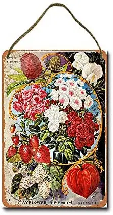 

Metal Sign 8 x 12 inch 1902 Berries and Posies Wall Decor Hanging Sign