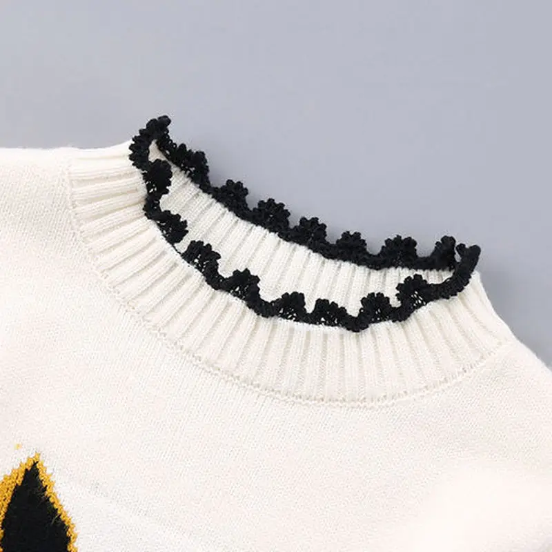 Детский Теплый вязаный пуловер свитер для девочек 4 5 6 8 10 и 12 лет Осень зима