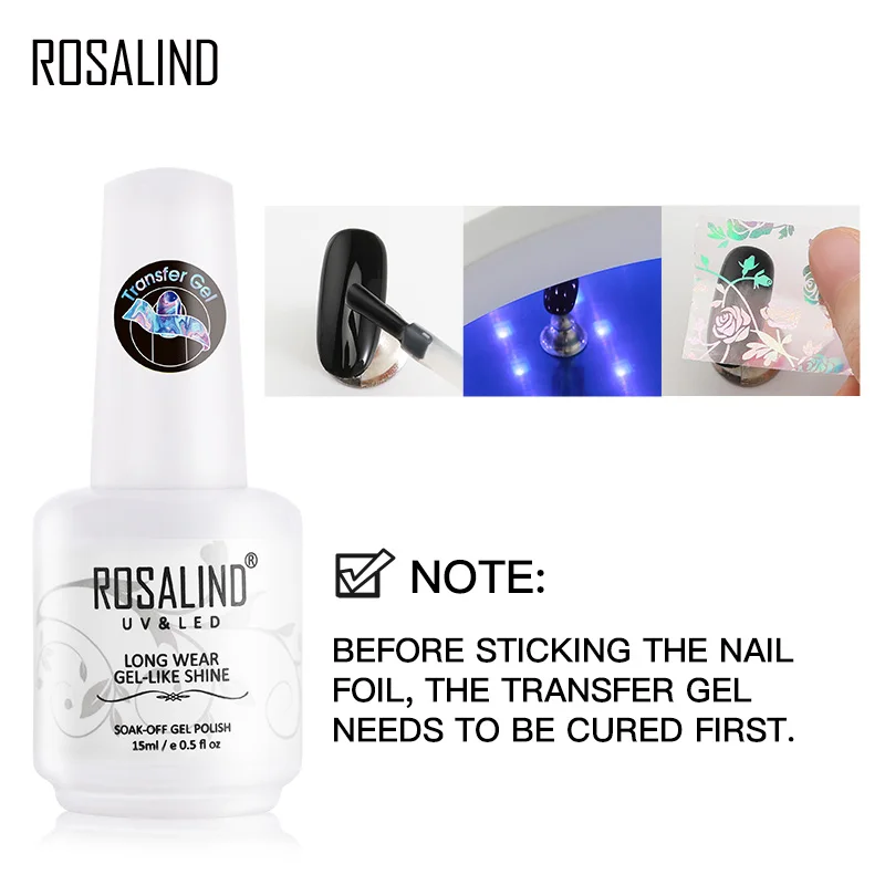 Переводной Гель лак для ногтей ROSALIND с наклейкой Гибридный гель Праймер УФ лампа