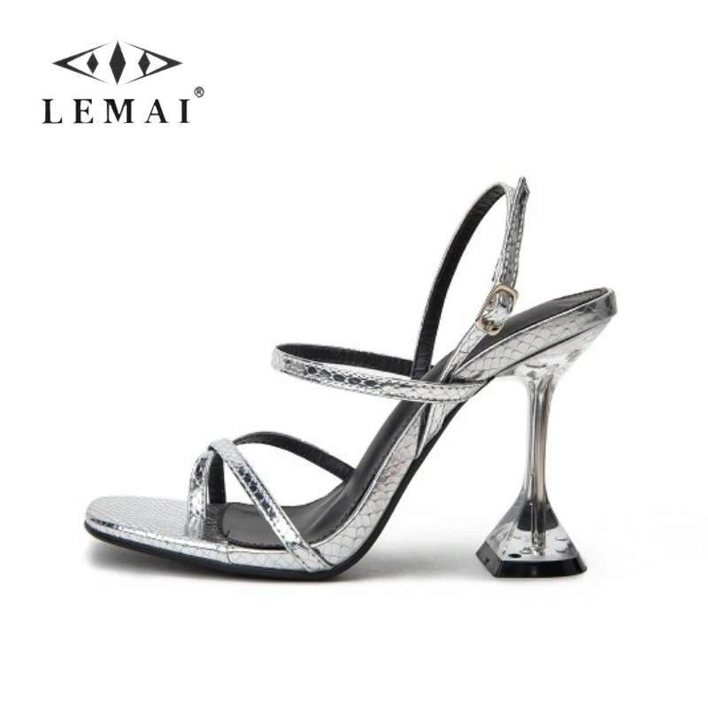 

Женские туфли LEMAI с круглым носком, модная Клубная обувь, пикантные вечерние сандалии с украшением, шлепанцы на высоком каблуке