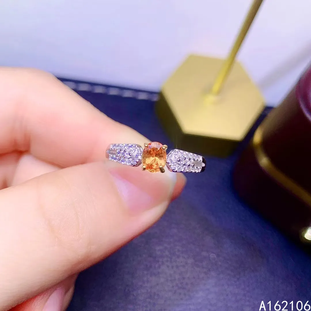 

925 Pure Silver Chinese Style Natural Penta Garnet Women's Luxury Trendy Oval Adjustable Gem Ring Fine Jewelry Support Detection