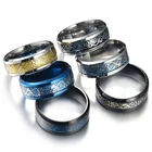 Кольцо с драконом из нержавеющей стали для мужчин, удобное обручальное кольцо с инкрустацией красного и зеленого цвета из углеродного волокна и черного дракона, бижутерия