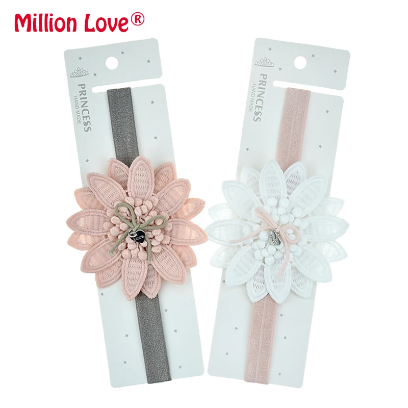 Женская Цветочная повязка на голову розовая белая с цветами для маленьких