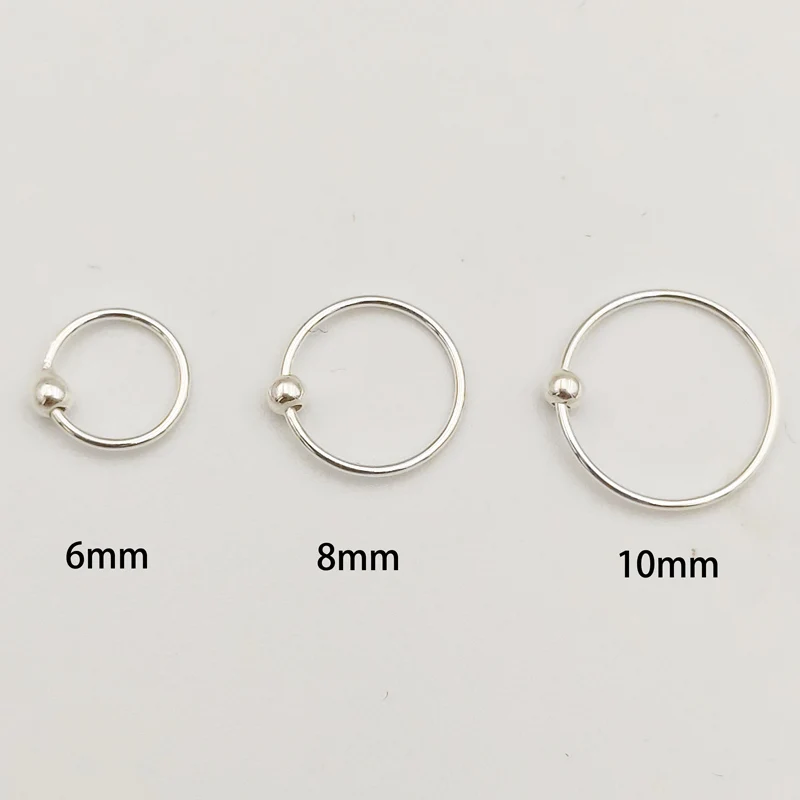 Кольцо в нос из серебра 925 пробы 22 г кольцо для пирсинга украшения 6 мм 8 10 20 шт.