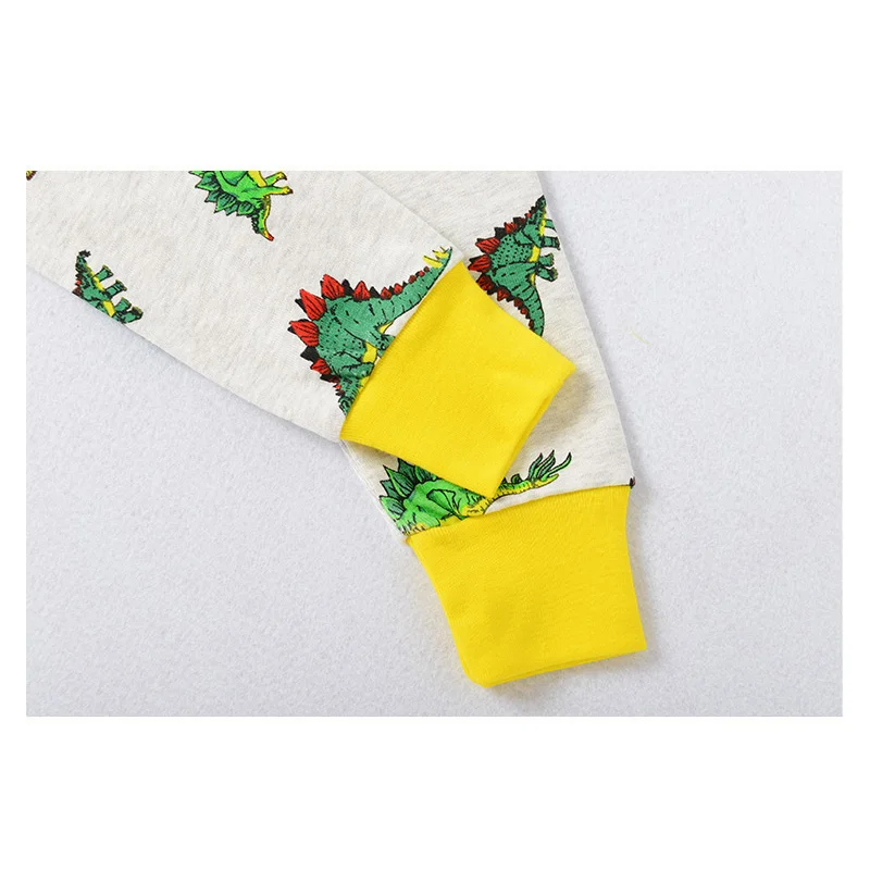 Детская Пижама с динозавром длинным рукавом из 100% хлопка пижама для мальчиков и