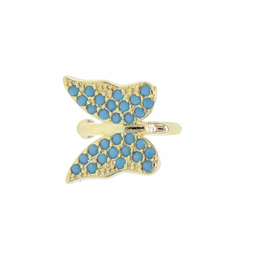 blue 1 шт. милое симпатичное животное бабочка серьги Золотое наполнение красочные cz Радуга Ювелирная клипса без пирсинга женские серьги-клипсы - Окраска металла: blue