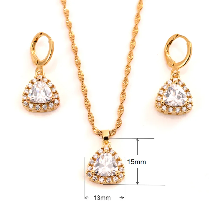 

Fashion Zircon Jewelry Accessories Gold Color Triangle Cubic Zirconia Pendant Necklace High Quality Jewelry Party Gifts