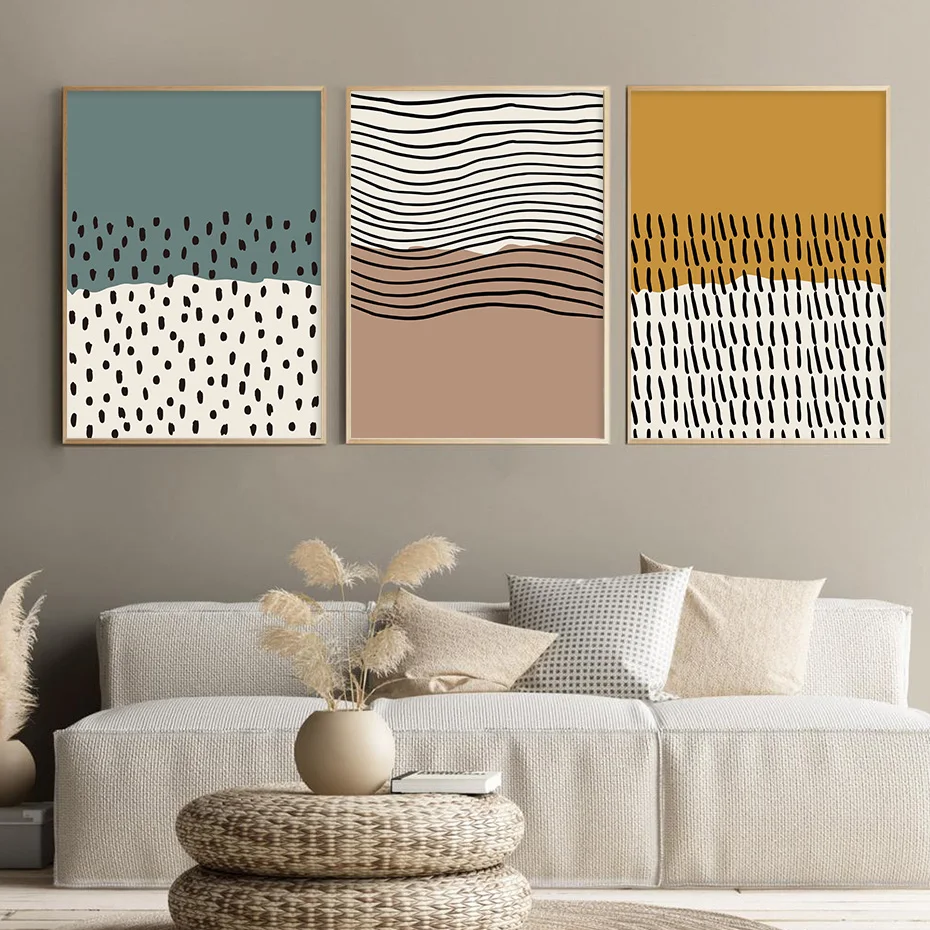 

Boho Abstract Geometric Line Colorful Posters Wall Art Canvas Paintings Prints Pictures for Bedroom Living Room Home Deocration
