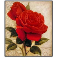 diy diamond painting cross stitch red rose on the tablecloth needlework 3d diamond embroidery full round mosaic decoration resin