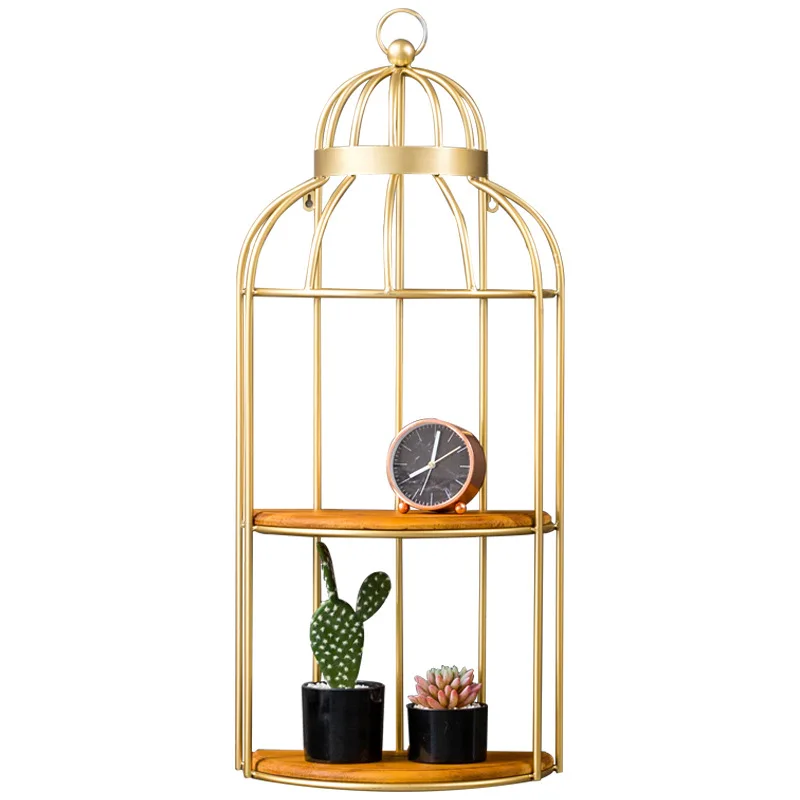 Железная птичья клетка из массива дерева настенная подвесная полка подставка