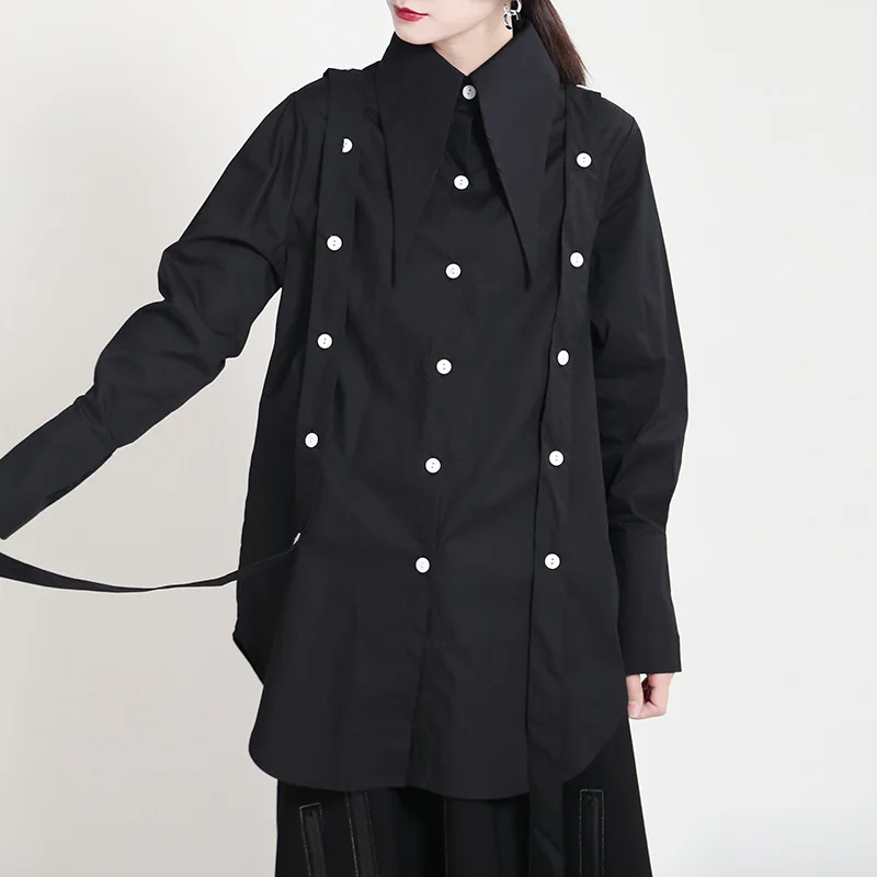

Pointed Collar Shirt Women's 2021 Spring New Retro Hong Kong Long-sleeved Shirt Women's Vintage Top Blouse Button Up Shirt
