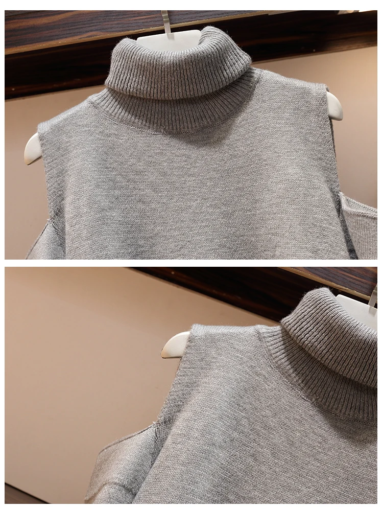 

2019 new Fashion Women knitted sweater +High waist skirt Turtle-Neck Winter Sweater Two-Piece Skirt Sweater women Hot sale