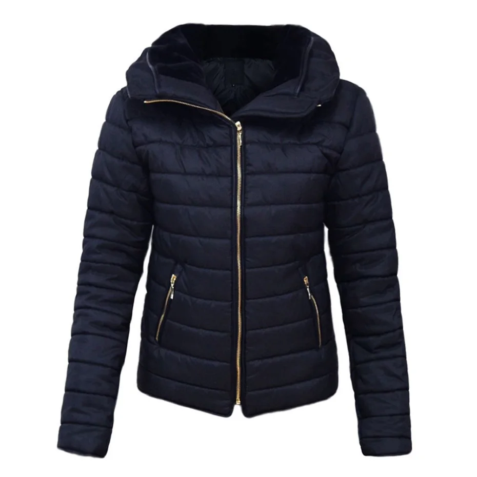 

Winter Women Parkas Casual Thicken Warm Slim Jackets Padded Female with Hood Coat Solid Styled Outwear Snow Jacke Wear