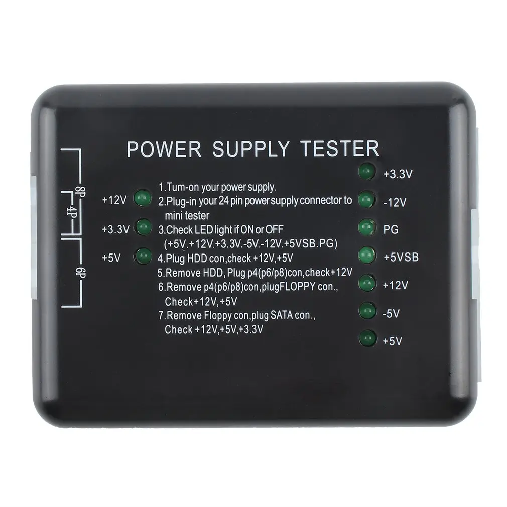 Тестер питания Checker светодиодный 20/24 Pin для PSU ATX SATA HDD измеритель измерения PC Compute