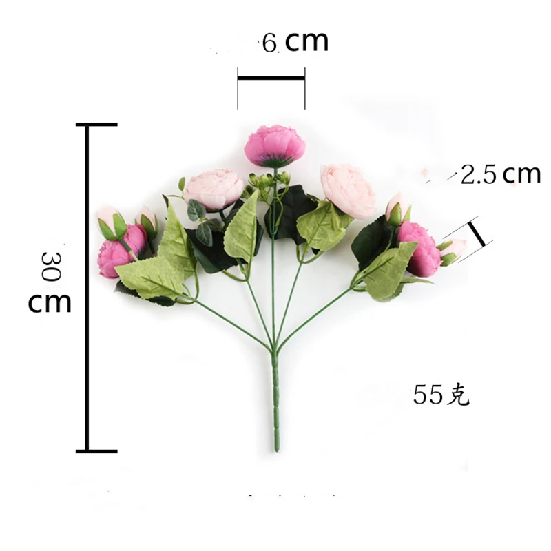 

2021 Beautiful Rose Peony Artificial Silk Flowers Small Bouquet Flores Home Party Spring Wedding Decoration Fake Flower