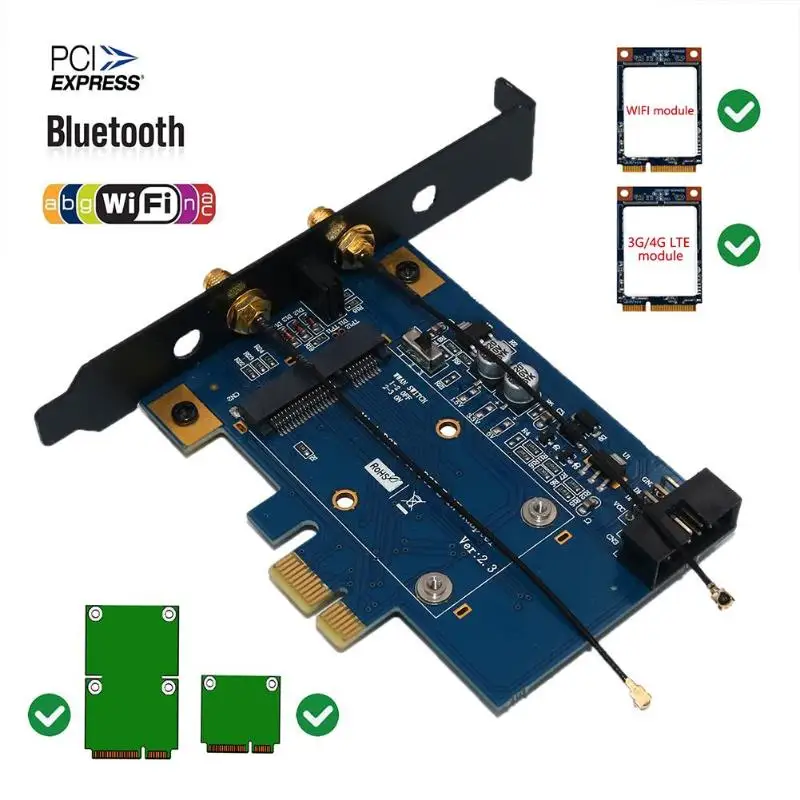 Мини адаптер PCI E для Mini Express мини карта со слотом SIM карты модуля Wi Fi Plug and Play