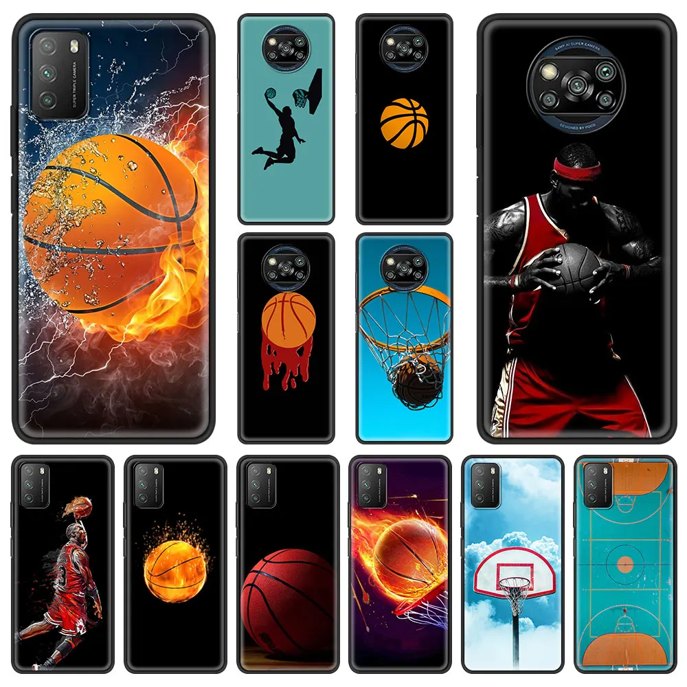 

Basketball baske Luxury Phone Case For Xiaomi Poco X3 NFC M3 F3 Mi Note 10 Lite 11 10T Pro 5G 9T Soft Silicone Black Cover Coque