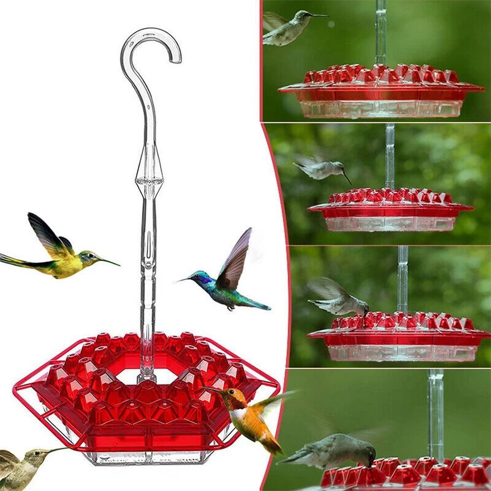 

Hanging Hexagonal Hummingbird Feeder With Hook Easy To Clean With And Built-in Ant Moat-for Outdoors Bird Feeder Hanger Outdoor