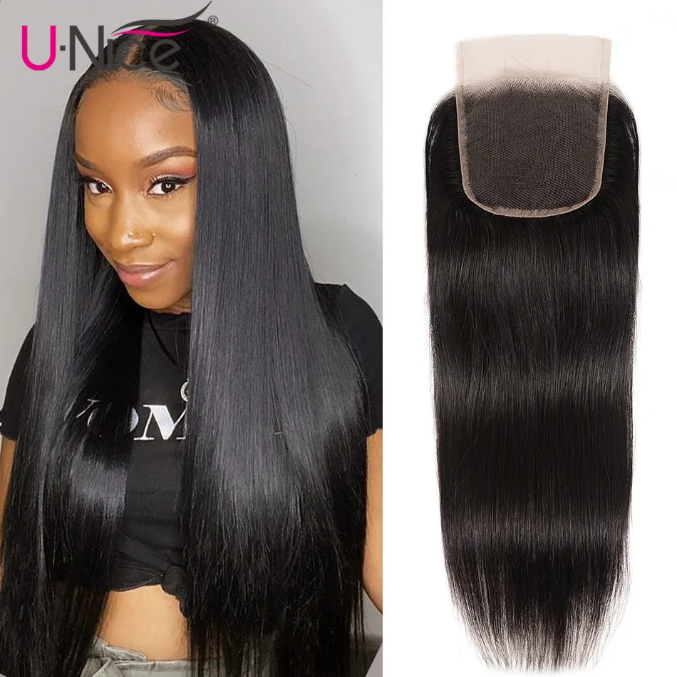 Волосы unice монгольские прямые волосы 4 дюйма x4 натуральные Remy кружевные