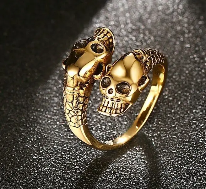 Мужские кольца в стиле ретро готика панк змейка осьминог Череп перо коготь