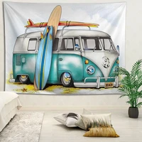 hot sale custom retro car summer surfboard printed tapestry background decorative tapestry various sizes wall hanging decor