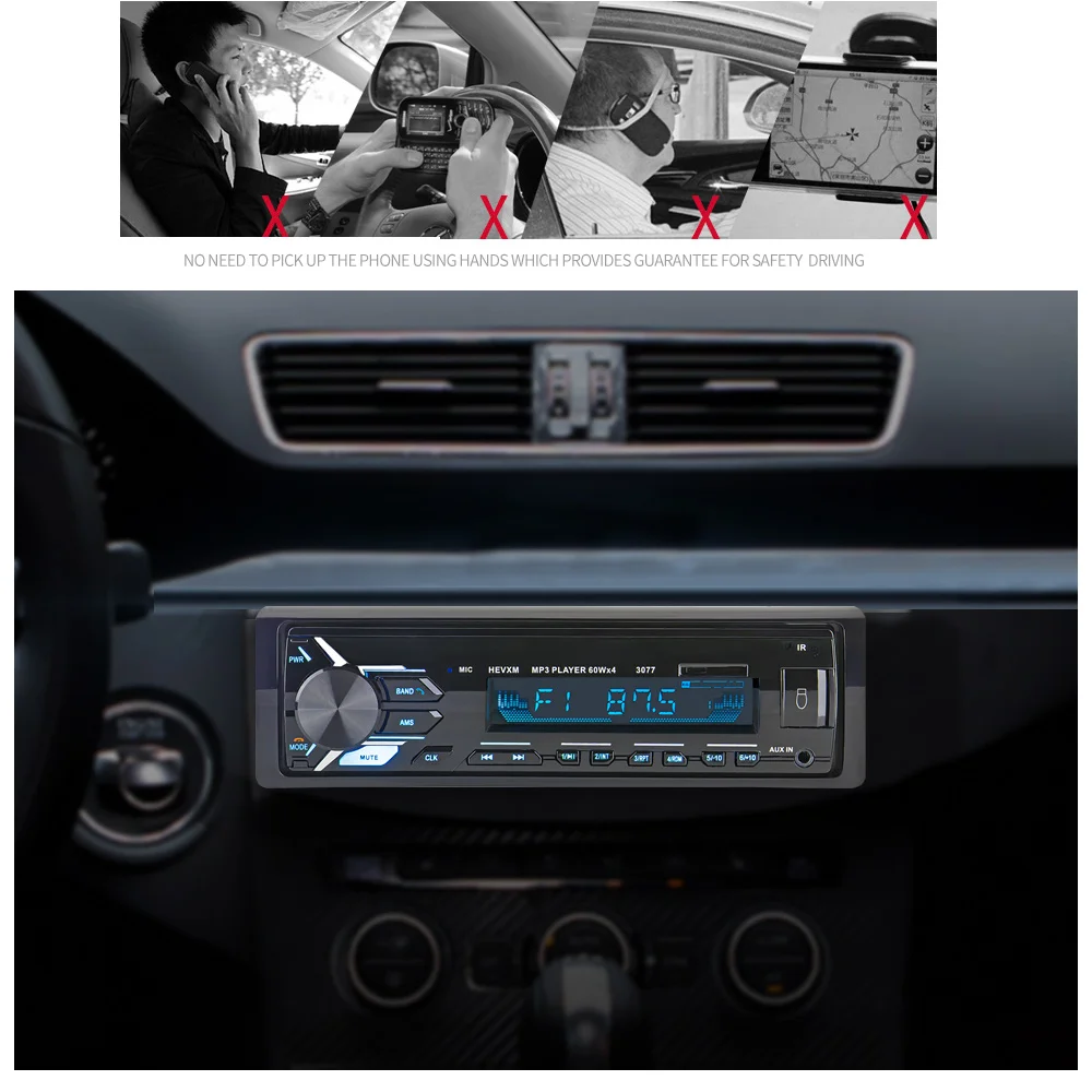 1din автомобильный радиоприемник стерео автомобильный радиоприемник с Bluetooth телефон AUX/USB/MP3 плеер fm-приемник пульт дистанционного управления 12 в аудио авто радио зарядка indash