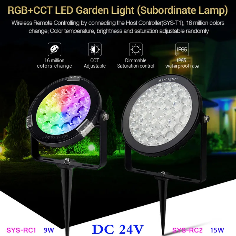 Садовый светодиодный светильник RGB + CCT 9 Вт 15 подконтрольная лампа 24 В постоянного