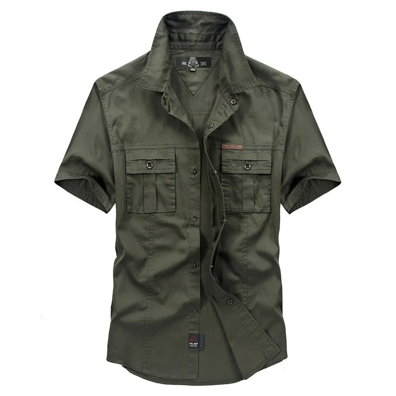 Мужская Повседневная рубашка в стиле милитари VINRUMIKA зеленая армейская цвета хаки