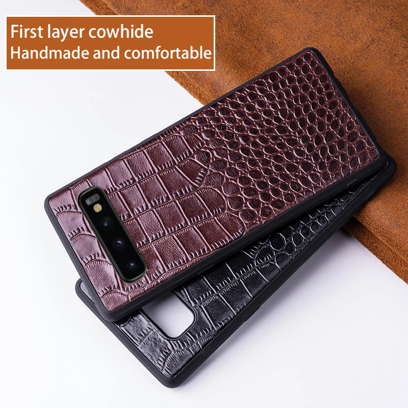 Cowhide Phone Case For Samsung Galaxy S7 S8 S9 10 Plus Note 8 9 case A10 A20A30 A50 A70 A5 A7 A8 J5 J7 2017 J6 2018 cover | Мобильные