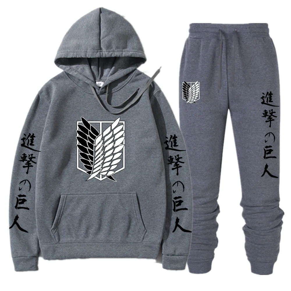 

Attack on Titan Casual Sets Autumn New Men 2 Piece Sweatshirt+Sweatpants Set Tracksuit Sportswear Suit Male Hoodies Sweatshirts