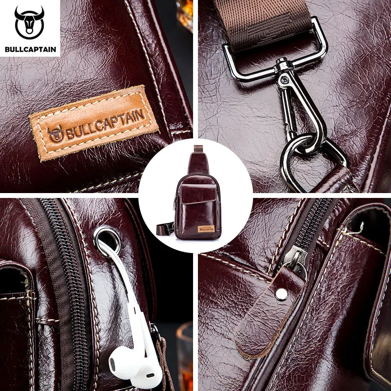 Нагрудная сумка BULLCAPTAIN из натуральной кожи используется для мужчин 7 9 дюйма iPai