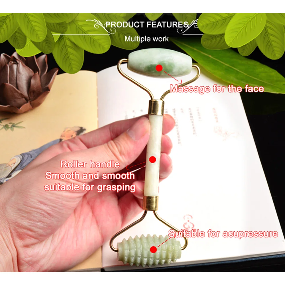 Кристаллический кварцевый ролик Нефритовый камень двойная головка Шипованная