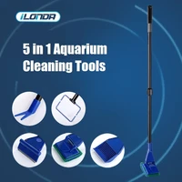 ilonda aquarium 5in1 kit cleaning tool algae removal stainless steel moss scraper gravel rake long handle brush fish net tank