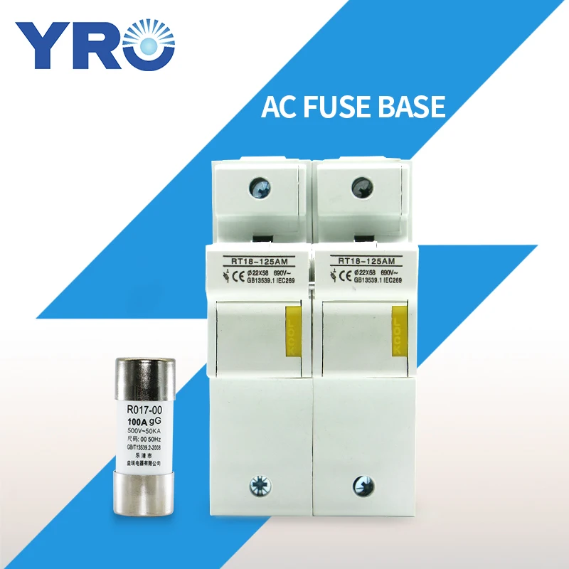 

AC 1Sets 2P Fuse Base 690V With 22x58MM Fast Blow Ceramic Fuse Core 63A 80A 100A 125A RO17