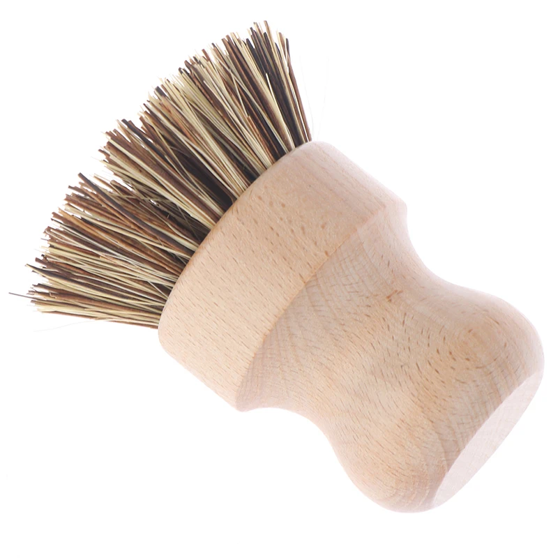 Щетка для чистки кухни Бамбуковая короткая ручка круглая щетка посуды чаши