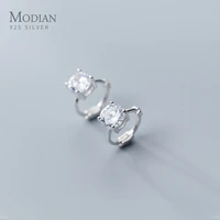 modian classic genuine 925 sterling silver dazzling aaa zircon hoop earring for women wedding engagement statement fine jewelry