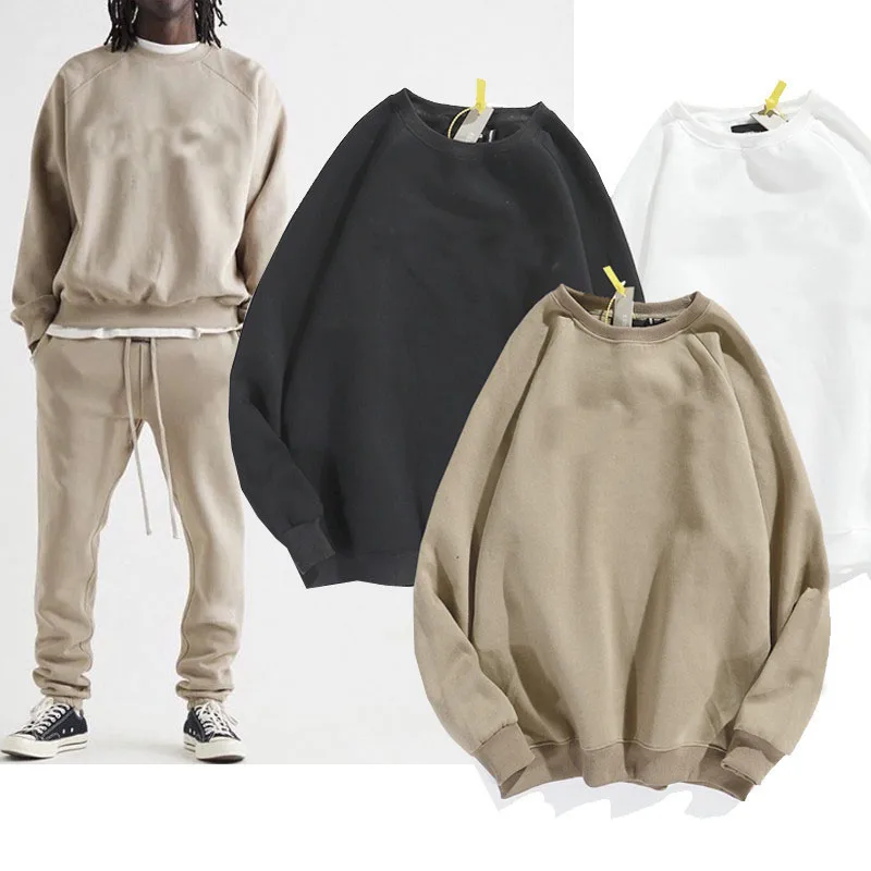 

Men's autumn and winter new round neck Pullover men's and women's cotton hats Plush loose hip hop street shooting trend brand