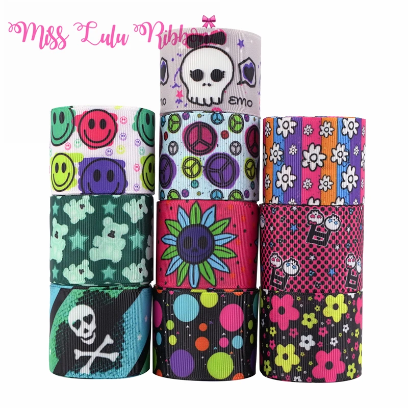 

5/8 "16 мм, 7/8" 22 мм. 1 "25 мм, 1-1/2" 38 мм рок лента череп корсажная лента/Эластичная лента для украшения ручной работы с бантом/вечерние украшения 50 ярдов