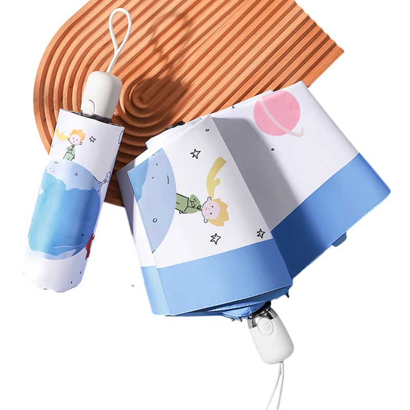 

Blue Travel Umbrellas Rain Women Portable Folding Umbrella Anti-UV Sunscreen Parasol Prince Sun Umbrella For Men Black Coating