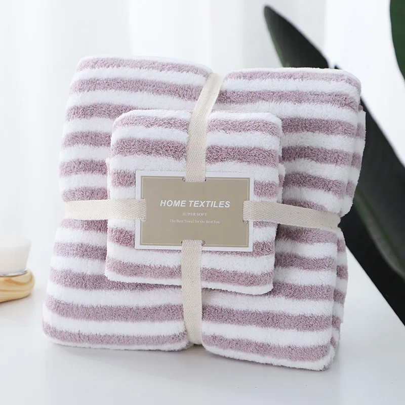 Лидер продаж всесезонный комплект двухцветных полосатых полотенец из