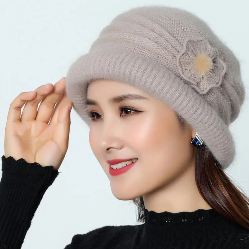 SUOGRY Hat Beanie Женская осенне-зимняя теплая шапка Лыжная шапочка Женская лыжная вязаная шапка полосатый капот Femme меховая женская шапка