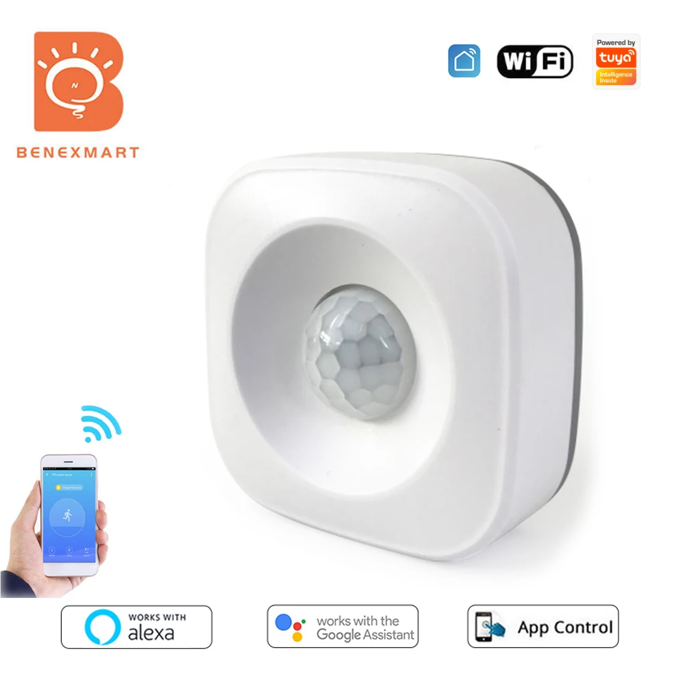 Benexmart WiFi PIR датчик движения Tuya Smart Life приложение управления беспроводным умным датчиком движения тела Benexmart WiFi PIR датчик движения Tuya Smart Life приложение управления беспроводным умным датчиком движения тела