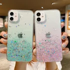 Блестящий Прозрачный чехол из золотой фольги для телефона iPhone 11, 12 Pro Max, X, XR, Xs Max, 7, 8 Plus, мягкий ударопрочный блестящий чехол из ТПУ