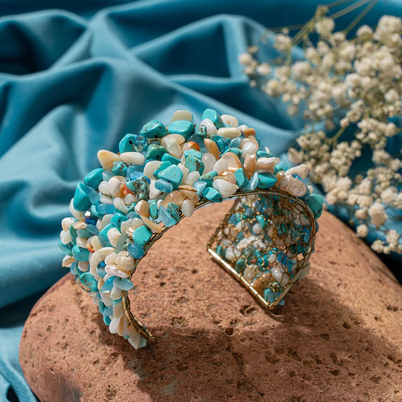 

2022 New Handmade Bracelets Natural Turquoise Beads Bracelet For Women Femme Bracelet Fine Jewelry