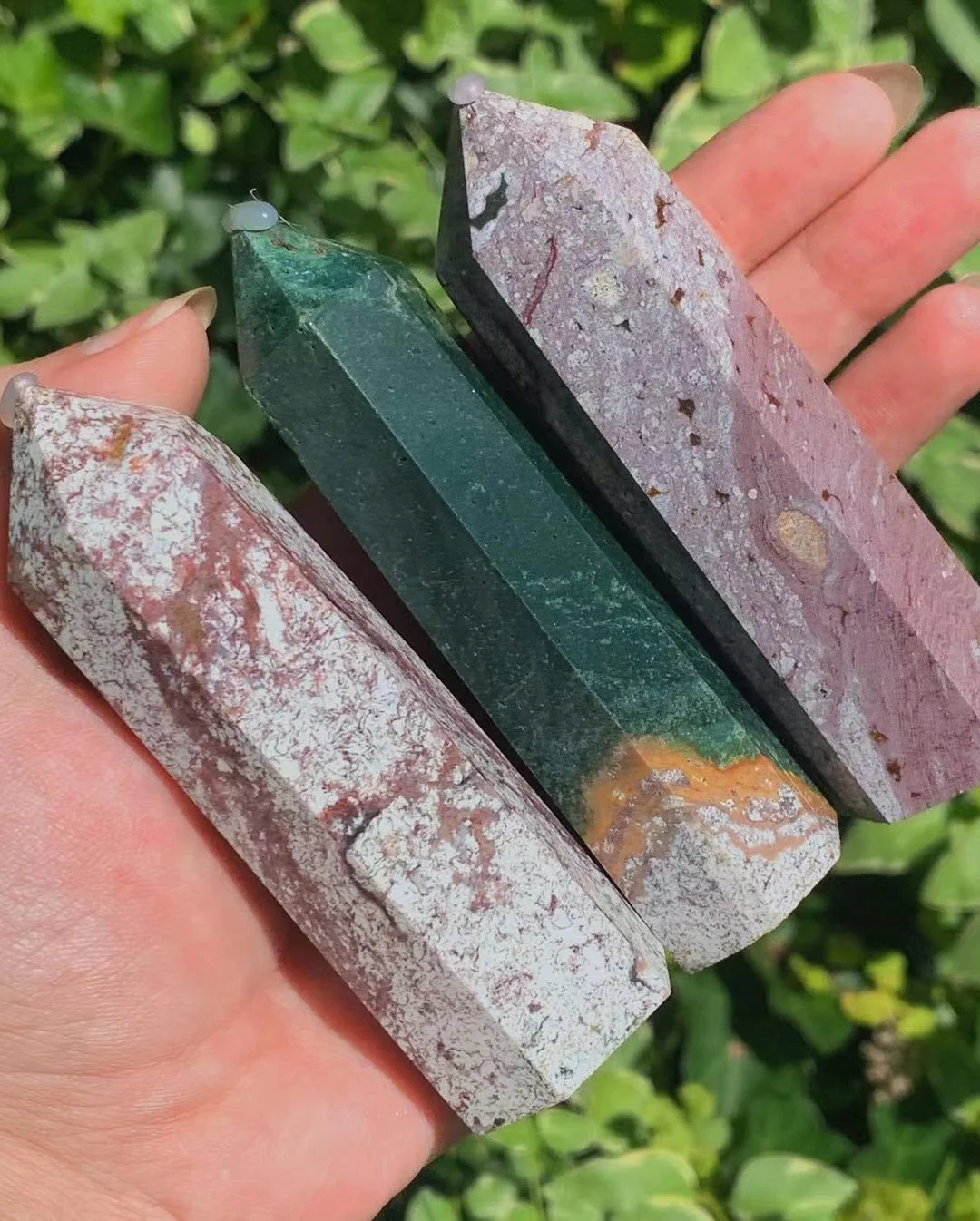 

High Quality Natural Ocean Jasper stone Point Crystal Reiki Healing Tower