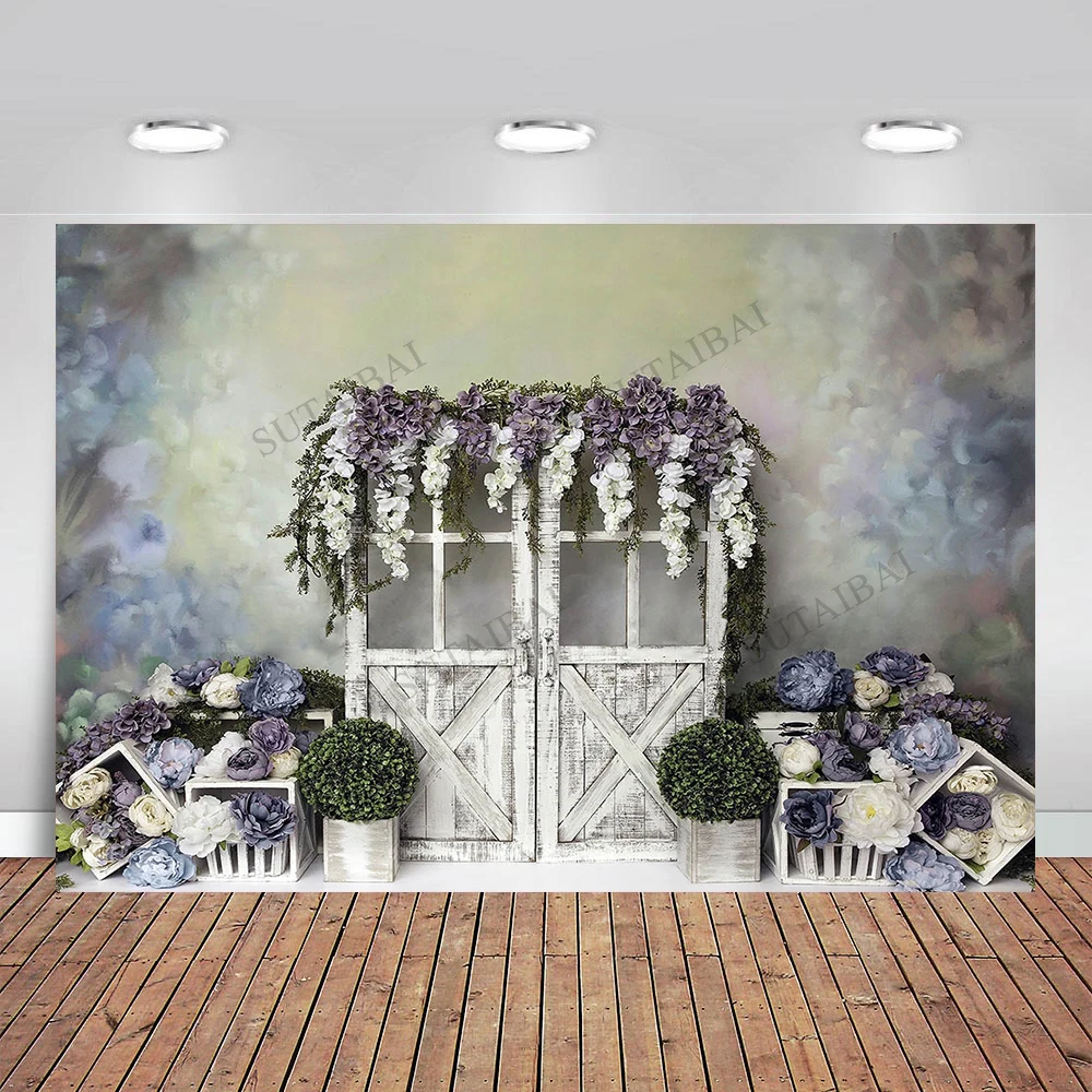 

Newborn Baby Floral Photography Backdrops Purple Flower Photographic Studio Photo Background Birthday Decorations Prop