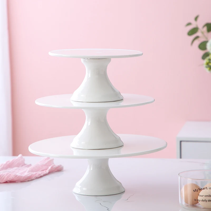 

European Cake Stand Ceramic Rotating Tray Decorating Table Afternoon Tea Snack Ceramic Pastry Tasting Plate Dishes Sushi Plate