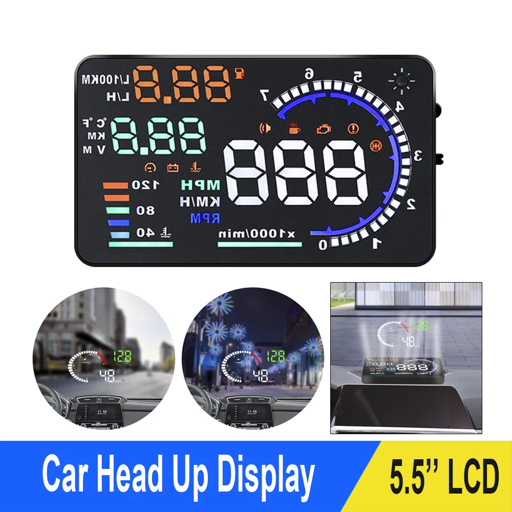 Автомобильный проектор на лобовое стекло LEEPEE 5 дюйма A8 HUD OBD2 светодиодный