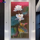 Белый лотос с узором цветы; Большие 5d Diy алмазная живопись полный квадратный круглый дрель 5d алмазная вышивка наборы для отделки стен