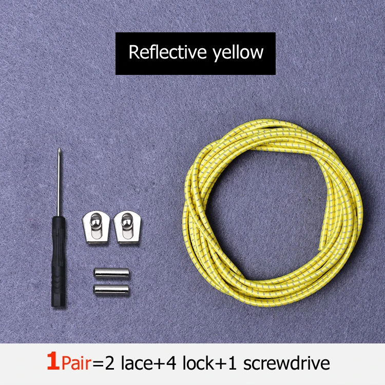 reflective yellow Шнурки без завязок эластичные шнурки для обуви с металлическим замком для кроссовок, походных ботинок или спортивной обуви для бега и тенниса - Цвет: reflective yellow